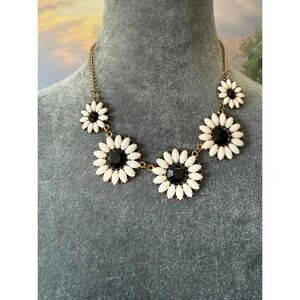'Daisy'  statement gold-tone metal with white and black flower clusters